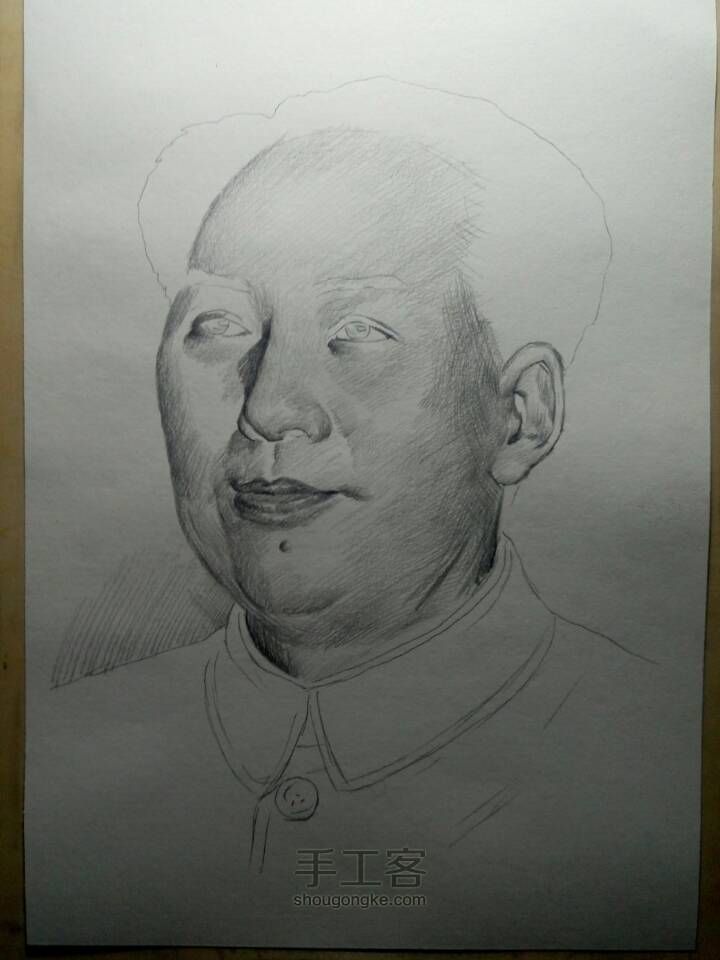画了一张毛泽东毛爷爷的肖像 第2步