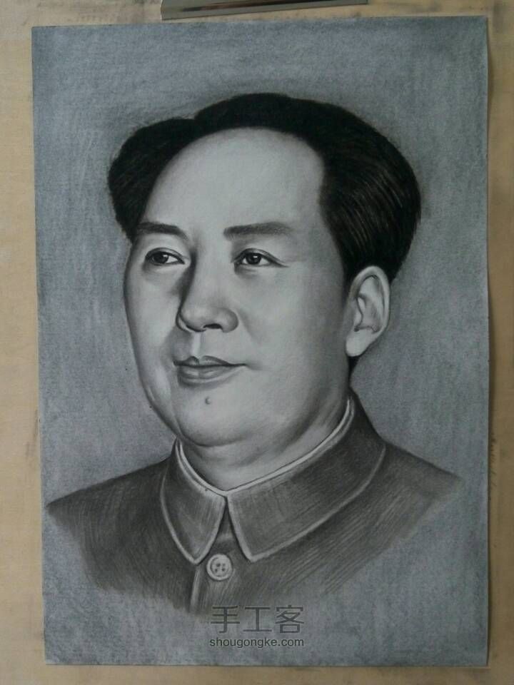 画了一张毛泽东毛爷爷的肖像 第6步