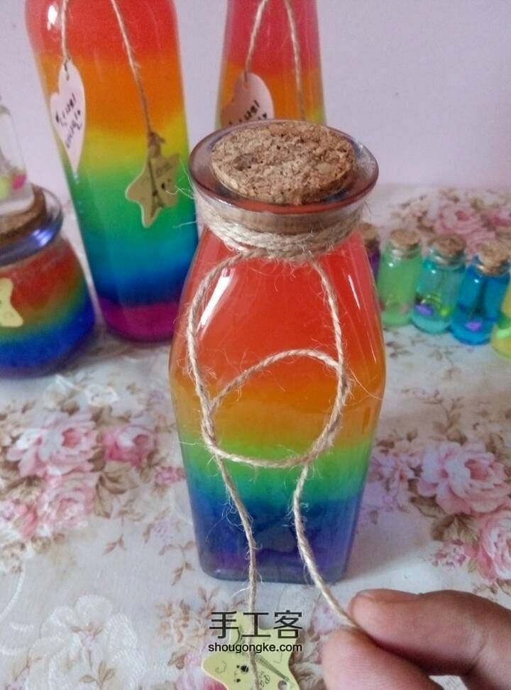 彩虹瓶漂流瓶制作  材料可够 第25步