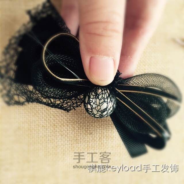 【可售】黑色系珍珠蕾丝元素发饰发夹 第18步