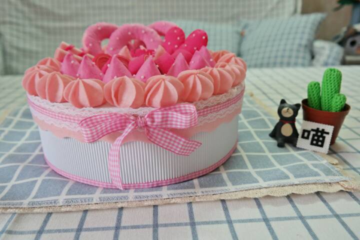 【粉色甜心蛋糕置物盒·不织布系列·宅猫猫】 第2步