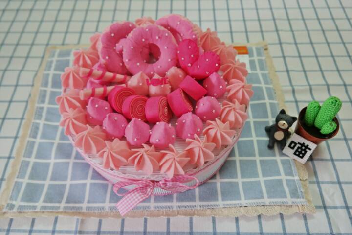 【粉色甜心蛋糕置物盒·不织布系列·宅猫猫】 第54步