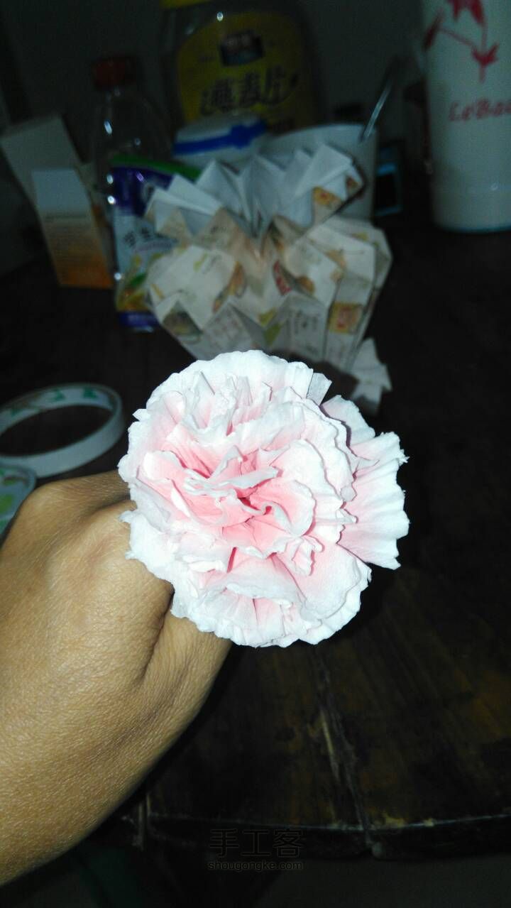 折纸花瓶与康乃馨 第14步