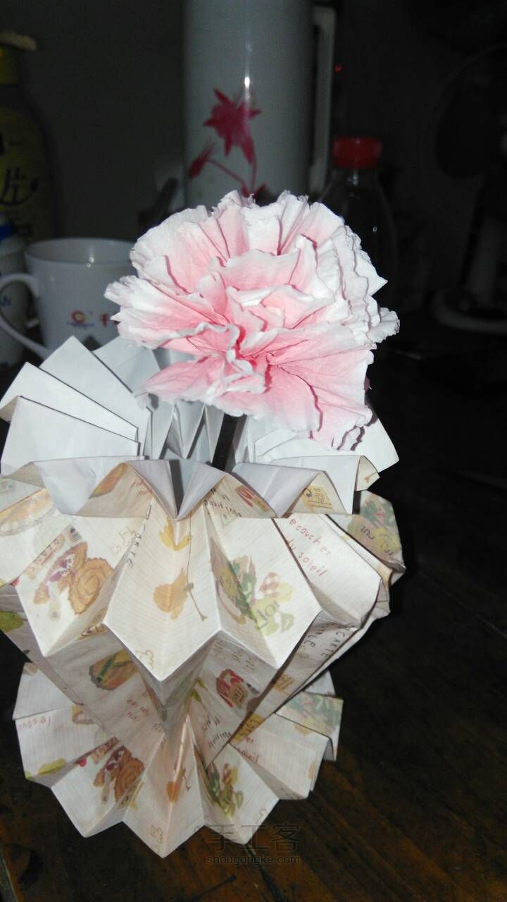 折纸花瓶与康乃馨 第16步