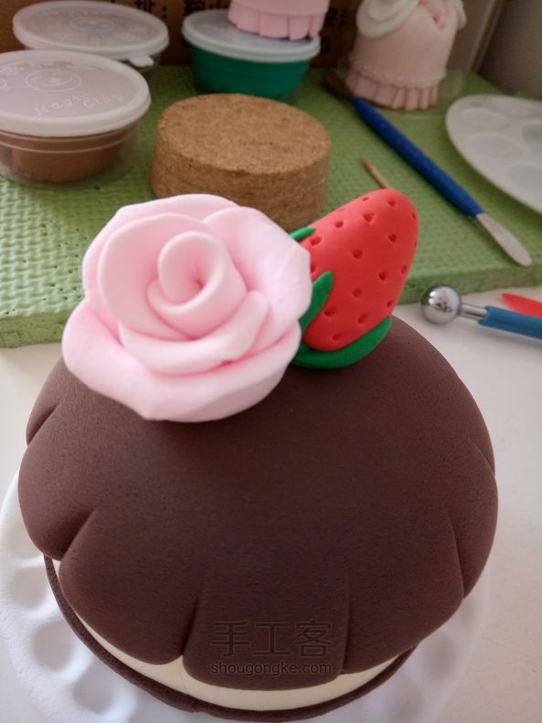 超轻粘土甜美可爱水果小蛋糕 第10步