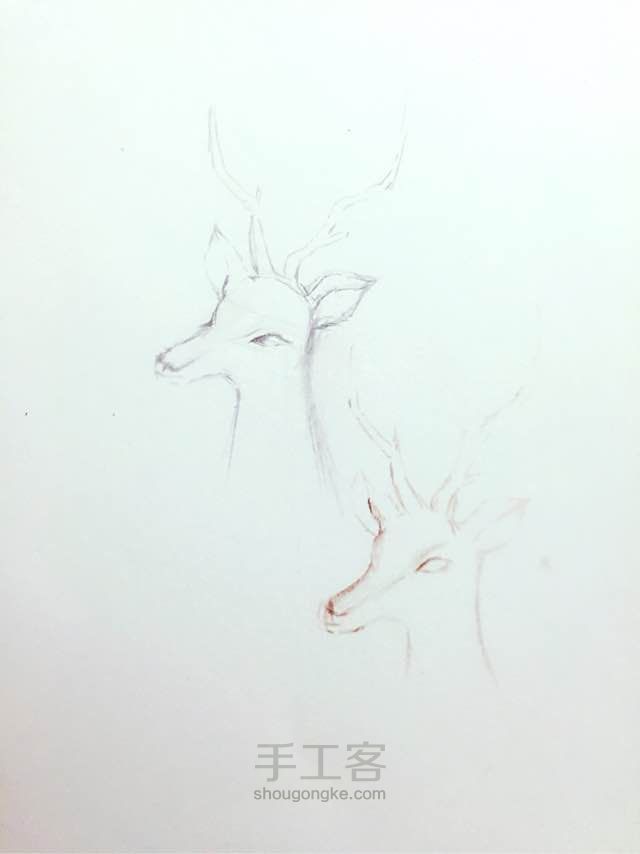 满天星下的一只温顺的鹿。手绘压花手机壳的制作。 第7步