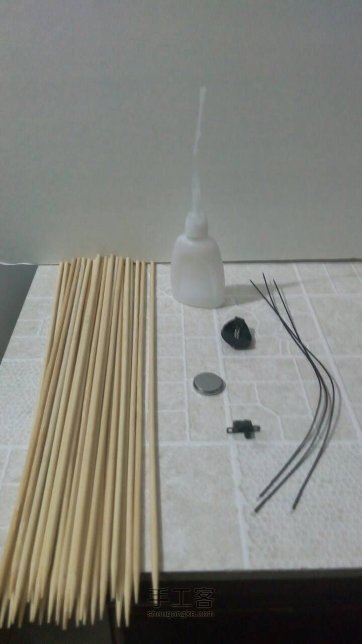 一次性筷子DIY小二楼（可做小夜灯）（材料包，成品均可购） 第2步