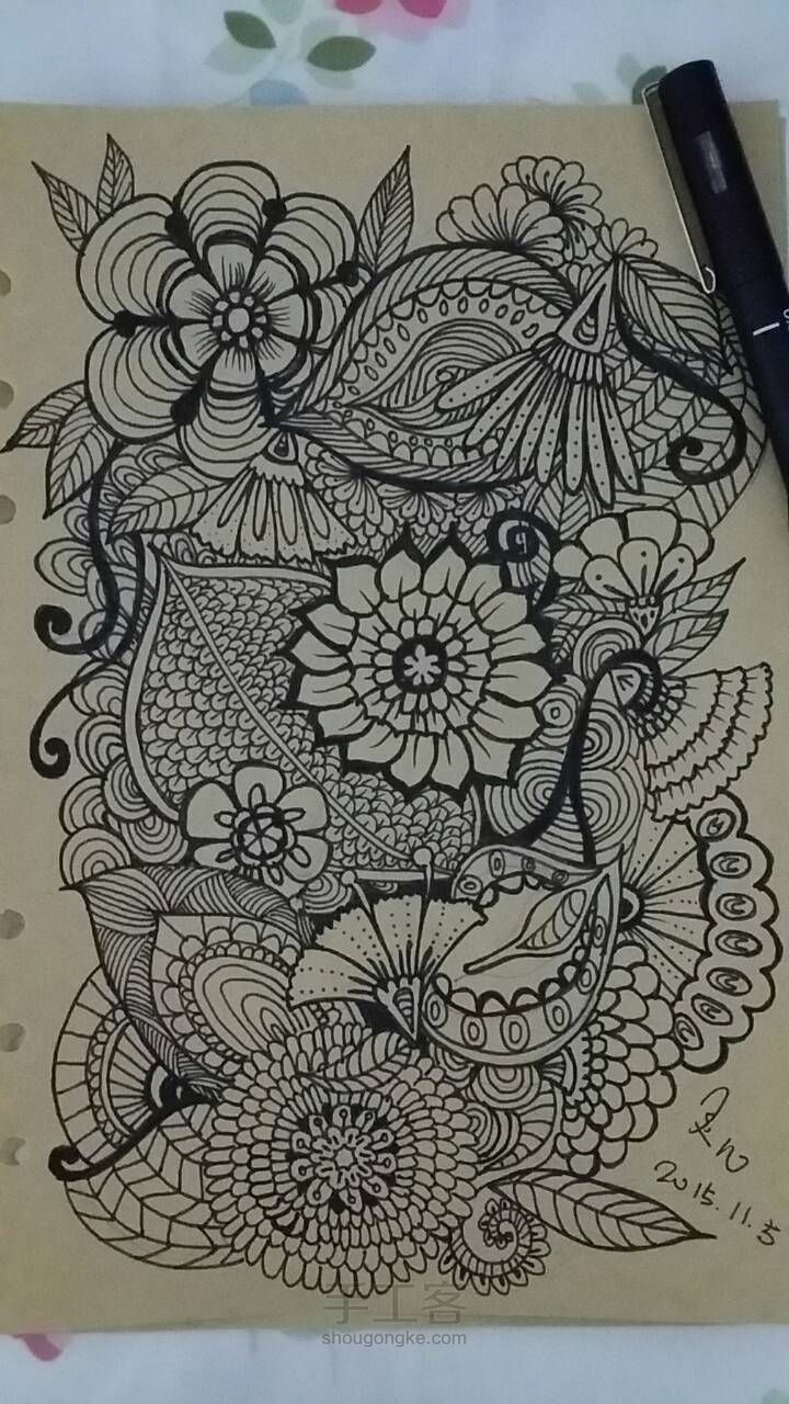 如何画复杂点的禪绕画 第10步