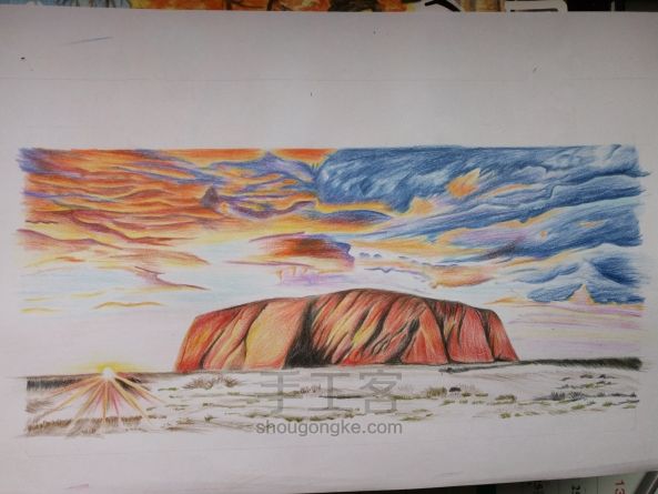 彩绘《雄踞大漠的艾尔斯岩石》 第7步