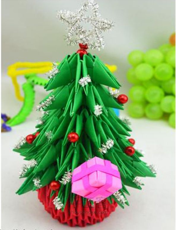 纸缘手工三角插教程之圣诞树的制作 ，送给你的TA吧, 第7步