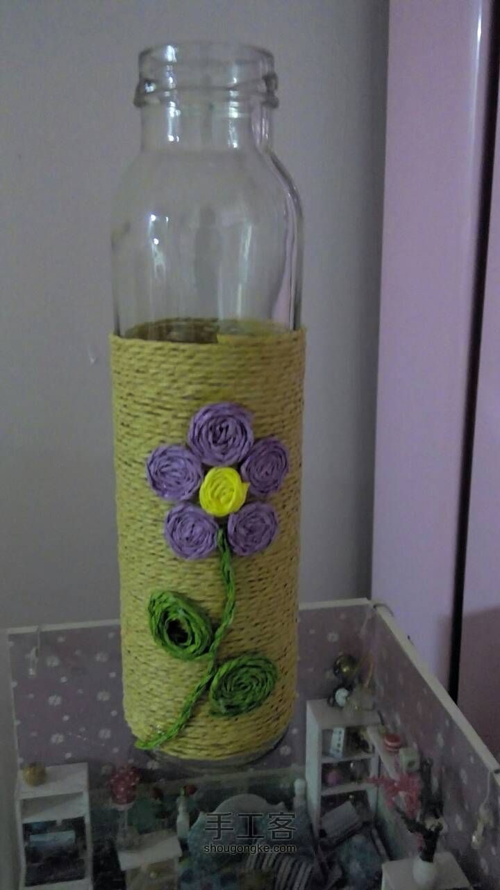 原创废玻璃瓶改造小清新小文艺花瓶 第2步