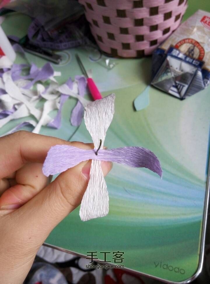 [材料可购]绣球花（皱纹纸，纸藤） 第9步