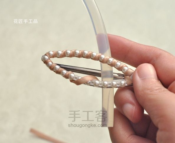 【舒茼花饰】材料包/成品 可购 流光系列水滴珍珠夹 第5步