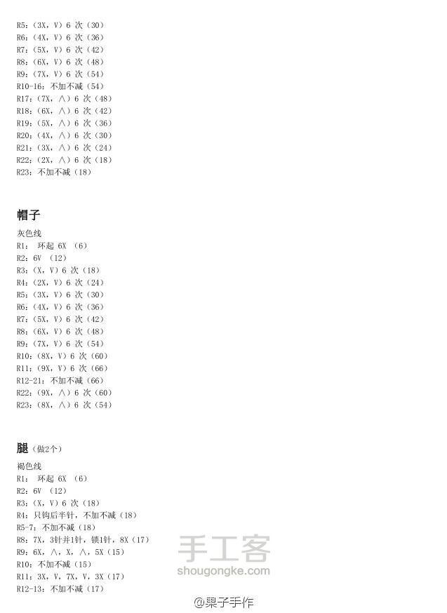 （转）钩针袋鼠拉拉图解 第3步