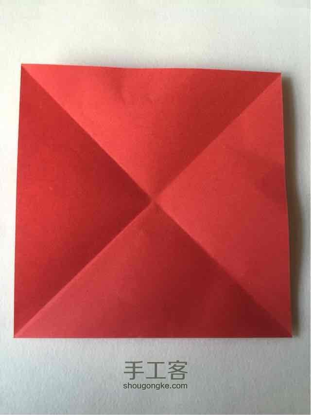（纸盒系列三十五）心形盒折法 第2步