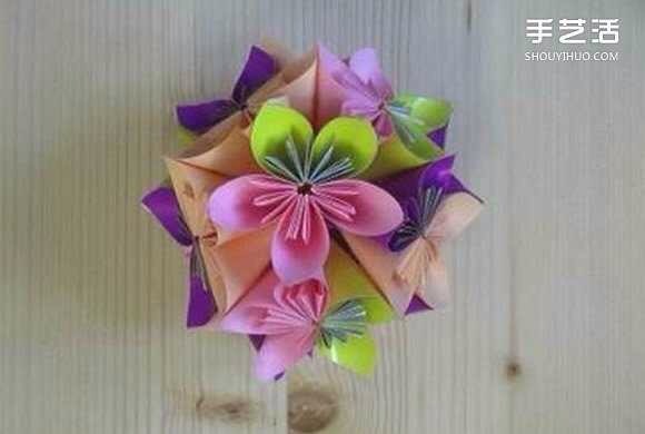 超美折纸花球 第12步