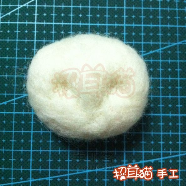 【招耳猫】羊毛毡教程之白色猫咪 第5步