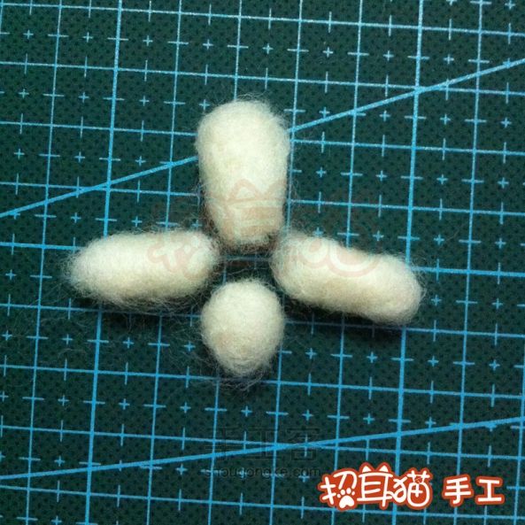 【招耳猫】羊毛毡教程之白色猫咪 第6步