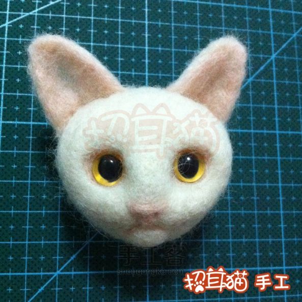 【招耳猫】羊毛毡教程之白色猫咪 第20步