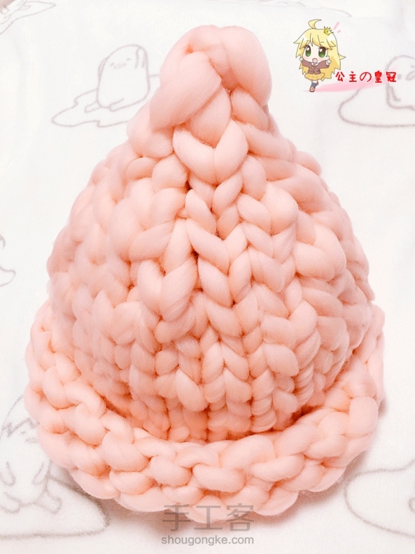 【公主の皇冠】韩版金喜善同款粗棒针毛线编织魔女帽制作教程【发现还没有出过教程，那我就出一个吧特详细哦】最近特别火的一个明星同款秋冬粗毛线帽子，这款帽子特色就在于使用的毛线特别粗，细的线就没有那种感觉啦~ 第3张