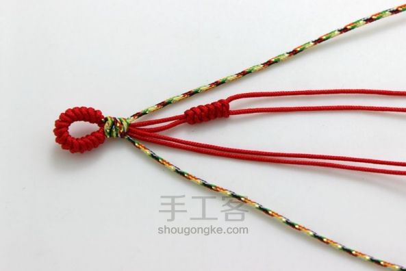 【编绳】金刚结红手绳“巢” 第3步