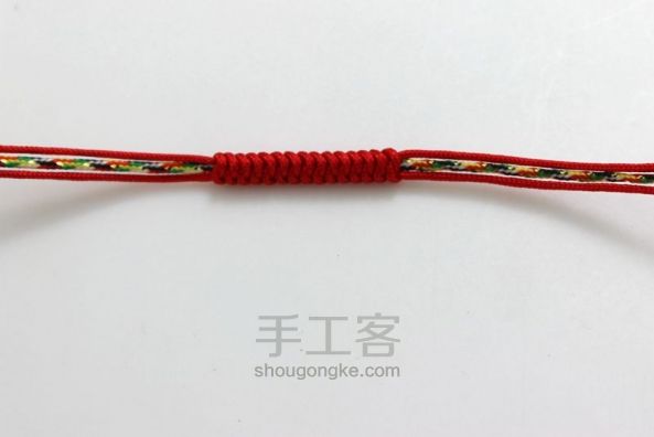 【编绳】金刚结红手绳“巢” 第1步