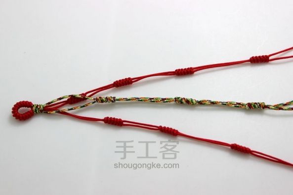 【编绳】金刚结红手绳“巢” 第6步