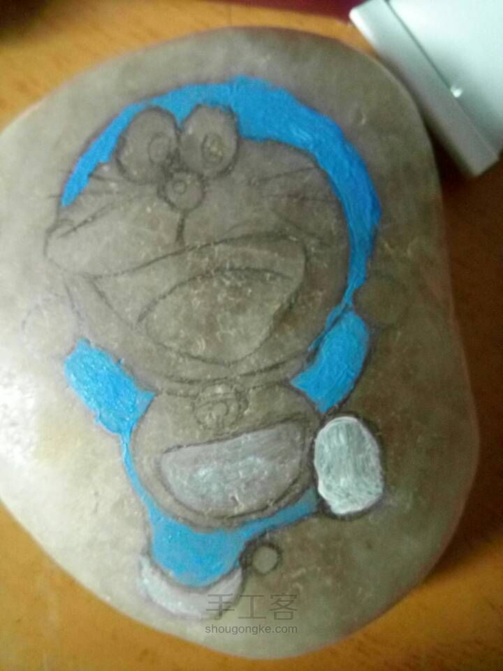 哇哇哇，手绘蓝胖子石头画， 第5步
