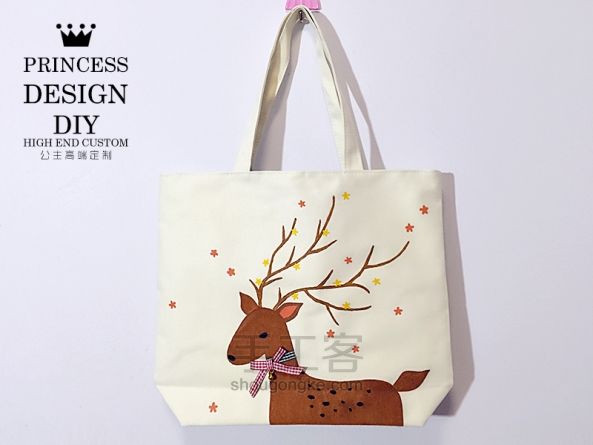 【公主手作】圣诞麋鹿手绘帆布包包【可定制】 第10步