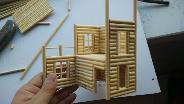 一次性筷子制作小别墅㈠ 第10步