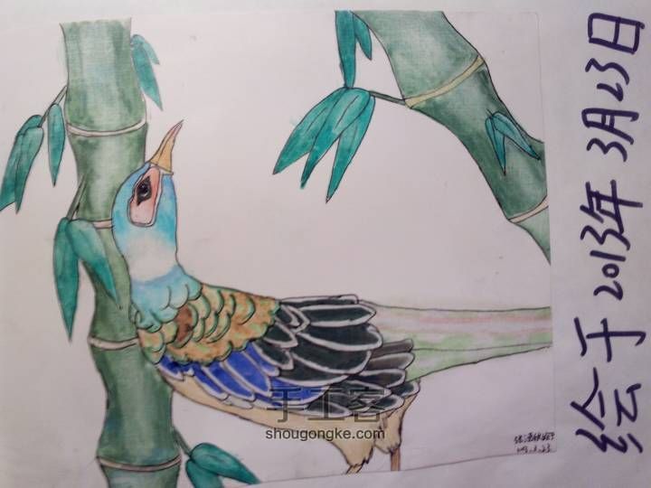 可爱的六只小鸟🐦(▽)♪（圆珠笔素描绘画） 第32步