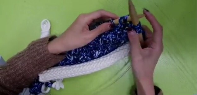 针织布条线手拿包woven stitch 第25步