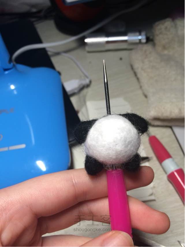 初级羊毛毡小熊猫教程 第21步