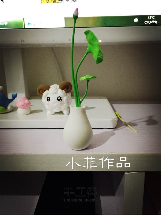 小菲粘土花——亭亭玉立出水中，荷花 第10步