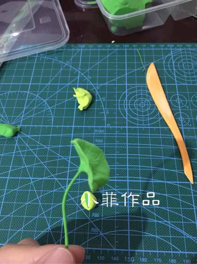 小菲粘土花——亭亭玉立出水中，荷花 第9步