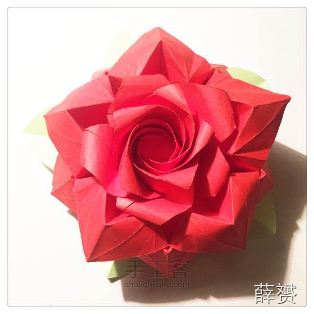 （纸花系列四十三）组合玫瑰的折法 第55步
