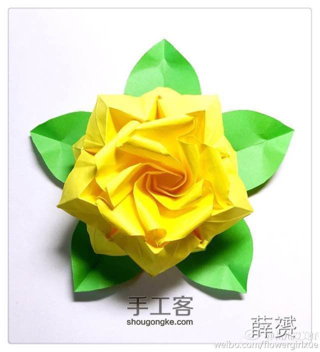 （纸花系列四十三）组合玫瑰的折法 第56步