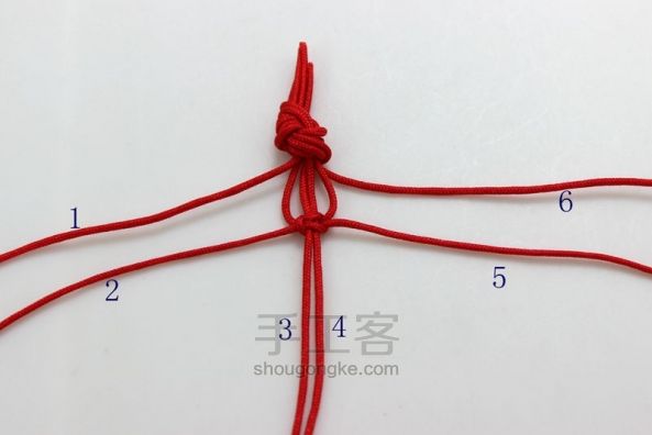 【编绳】新年红手绳轻松上手“岁岁平安之六” 第2步