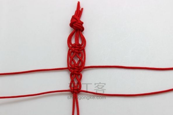 【编绳】新年红手绳轻松上手“岁岁平安之六” 第6步