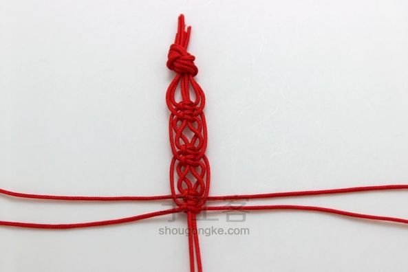 【编绳】新年红手绳轻松上手“岁岁平安之六” 第7步