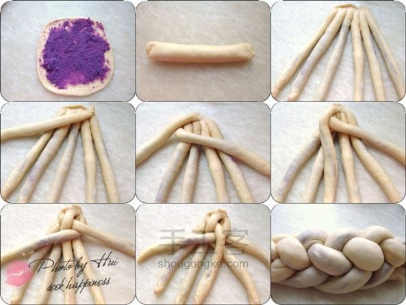 给面包编个美丽的六股辫——紫薯辫子面包 第2步