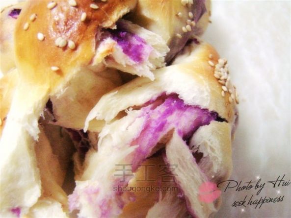 给面包编个美丽的六股辫——紫薯辫子面包 第7步