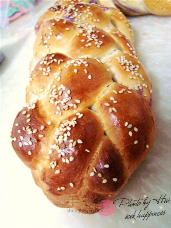 给面包编个美丽的六股辫——紫薯辫子面包 第6步