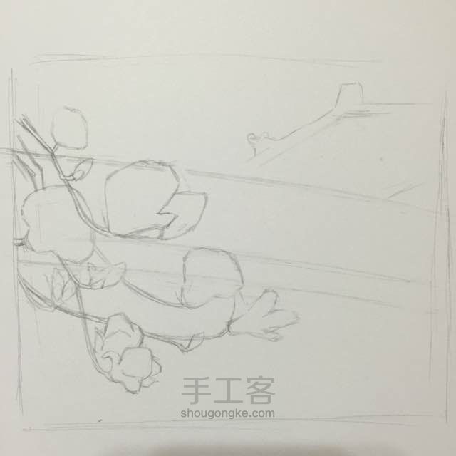 故宫。彩铅画。 第3步