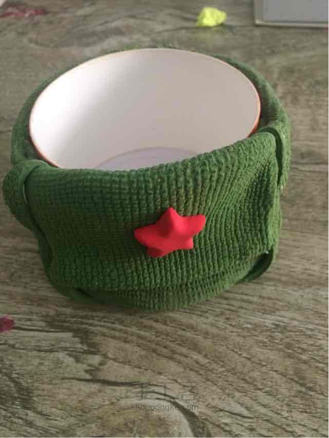 苍耳手作，军装小猴笔筒 第2步