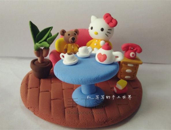 【写写的轻粘土手作】hellokitty小场景 第32步