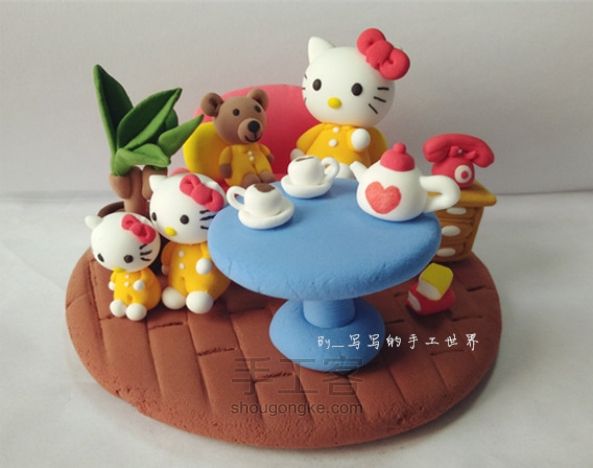 【写写的轻粘土手作】hellokitty小场景 第34步