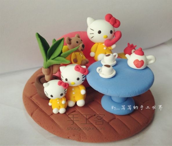 【写写的轻粘土手作】hellokitty小场景 第36步