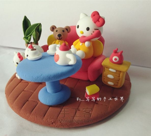 【写写的轻粘土手作】hellokitty小场景 第37步