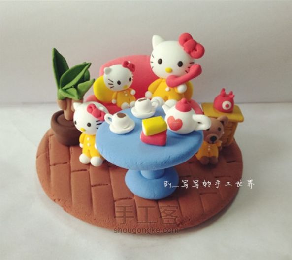 【写写的轻粘土手作】hellokitty小场景 第39步